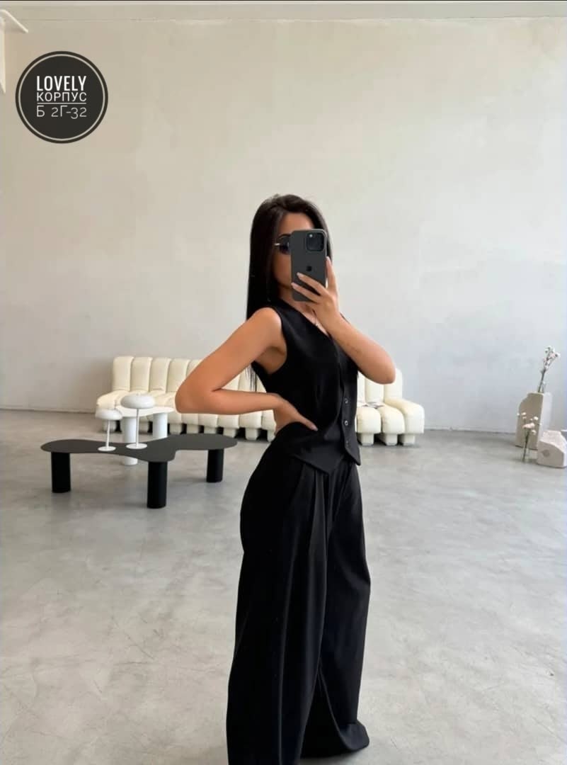 женский стильный брючный костюм двойка с жилеткой,брючный женский костюм черный жилетка брюки,брючный костюм с жилетом,костюм брючный женский,костюм брючный