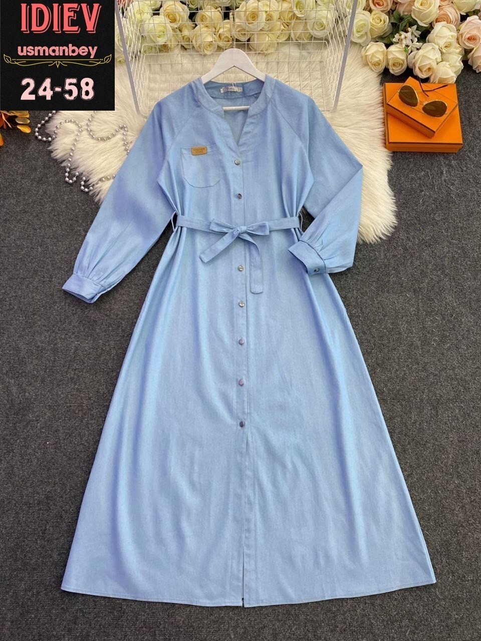 джинсовое платье,платье женское джинсовое,джинсовое платье миди,платье,джинсовое платье-рубашка длины миди