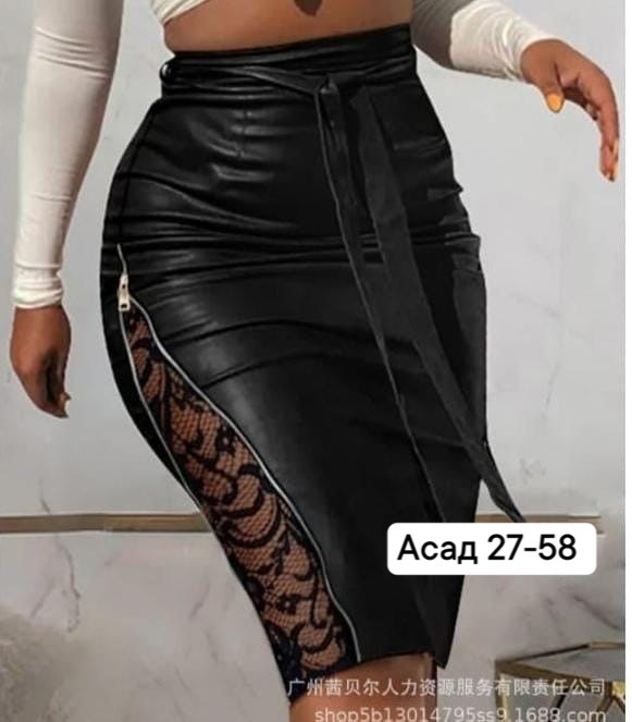 кожаная юбка с гипюром,кожаная юбка с кружевом,юбка из искусственной кожи,модная женская юбка,юбка с гипюром