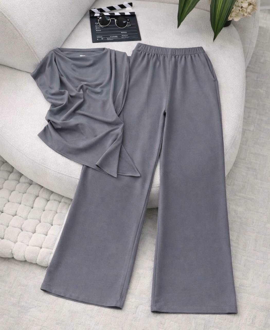 комплект костюм,брюки палаццо,костюм с брюками палаццо,брюки голубой,брюки женские палаццо