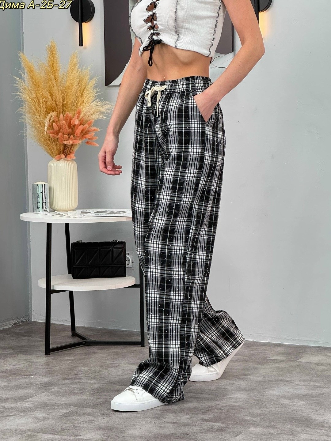 модные черные и белые клетчатые широкие брюки y2k,брюки в клетку женские,брюки в клеточку,штаны в клетку широкие,брюки в клетку