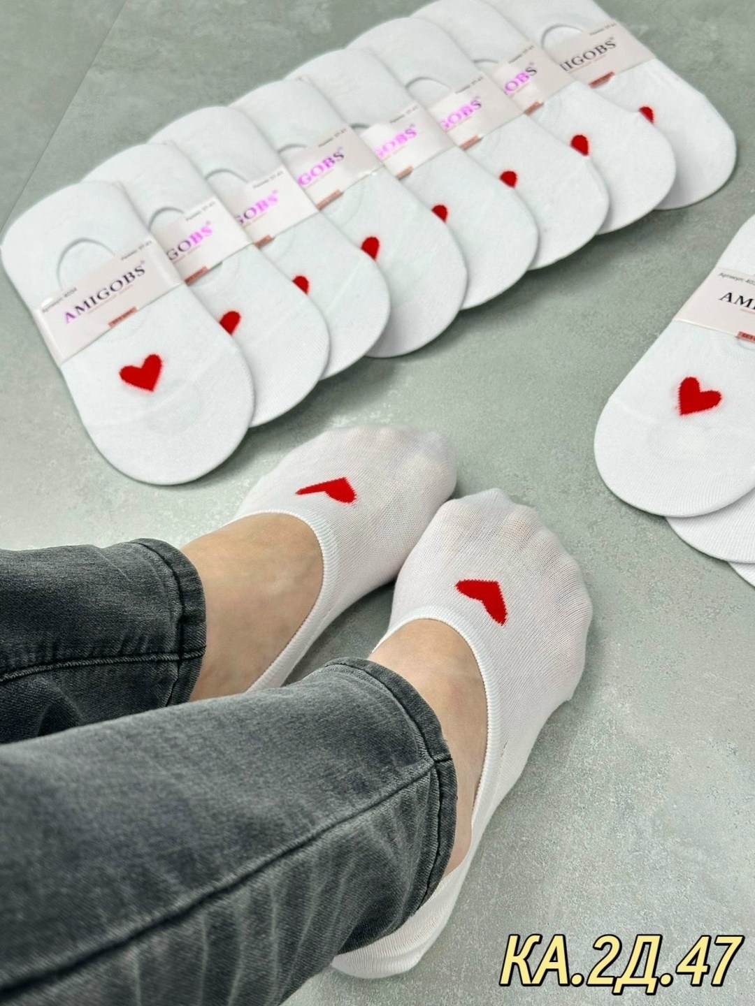 белые женские носки amigobs,носки женские,носки комплект,носки с сердечками,женские короткие носки