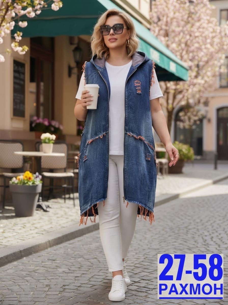 женский джинсовый жилет большого размера,женский джинсовый жилет,жилет джинсовый женский с карманами,джинсовая жилетка больших размеров,джинсовый жилет удлиненный