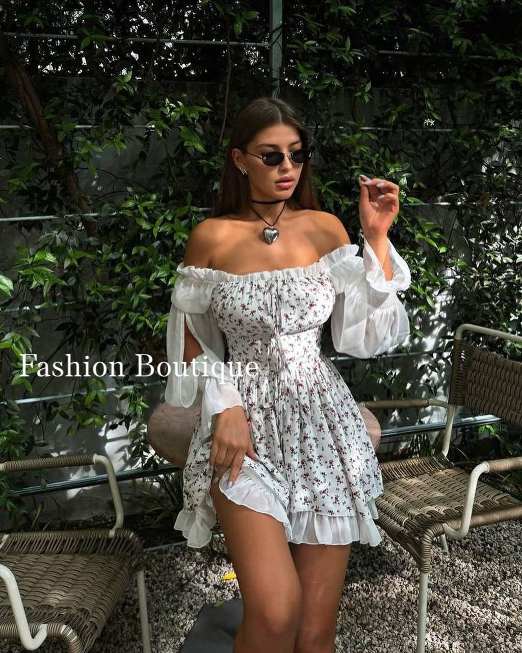платье летнее,платье женской летнее,платье с открытыми плечам,платье с пышными рукавами,платье модное