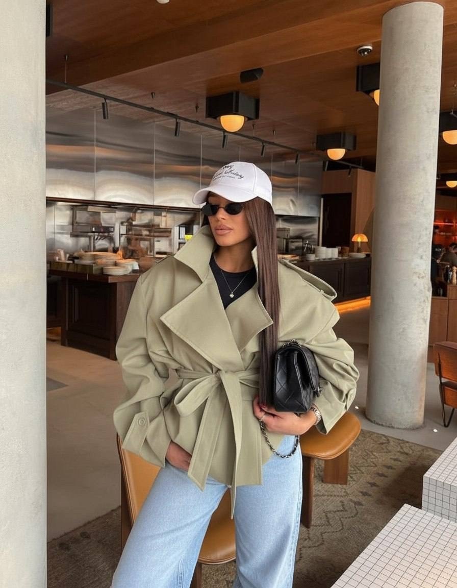 повседневная куртка,женский тренч,куртка с поясом