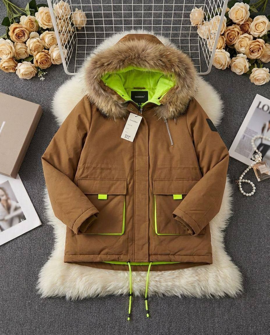 женская куртка зимняя,женская зимняя парка с меховым воротником и капюшоном,зимняя куртка женская парка,куртка зимняя короткая парка с капюшоном fadjo,парка с меховым