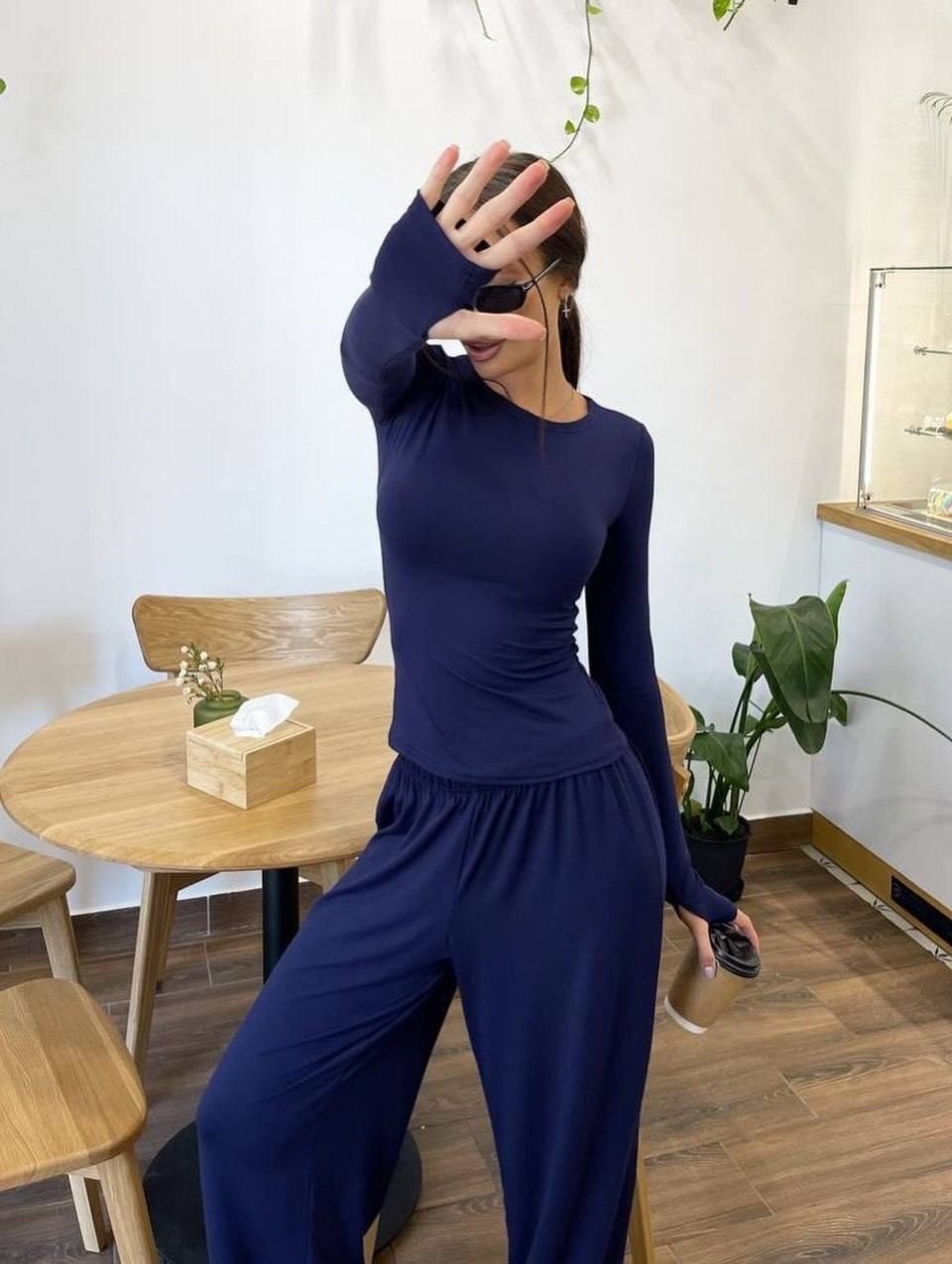 пижама с лонгсливом и штанами style pajamas,брючный костюм,пижама женская 1215 розовая s,пижама с лонгсливом и штанами style pajamas персиковый мусс,костюм с брюками палаццо