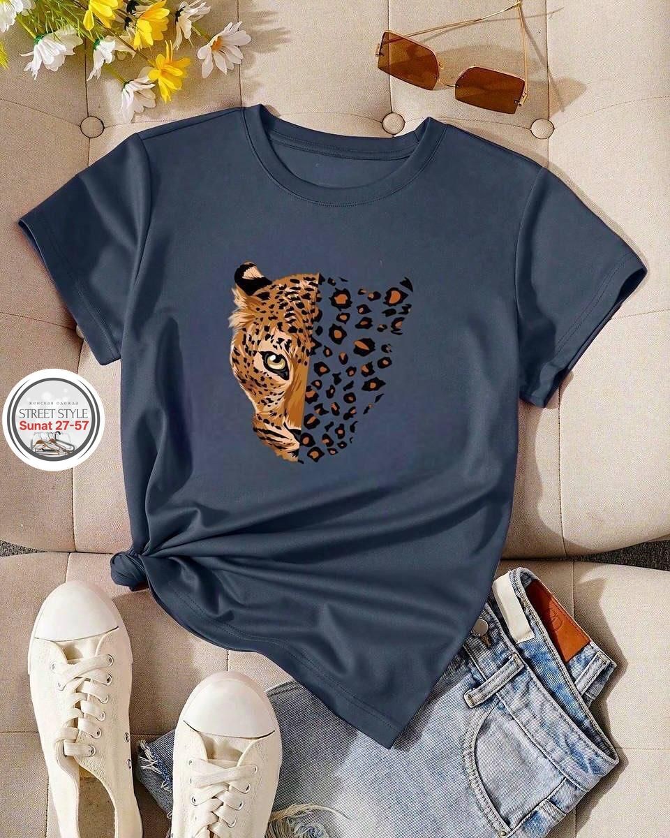 футболка белая с леопардовым принтом женская,футболка с леопардом,футболка с леопардовым принтом,женская футболка hirsionsan с леопардовым принтом,футболка леопардовый принт