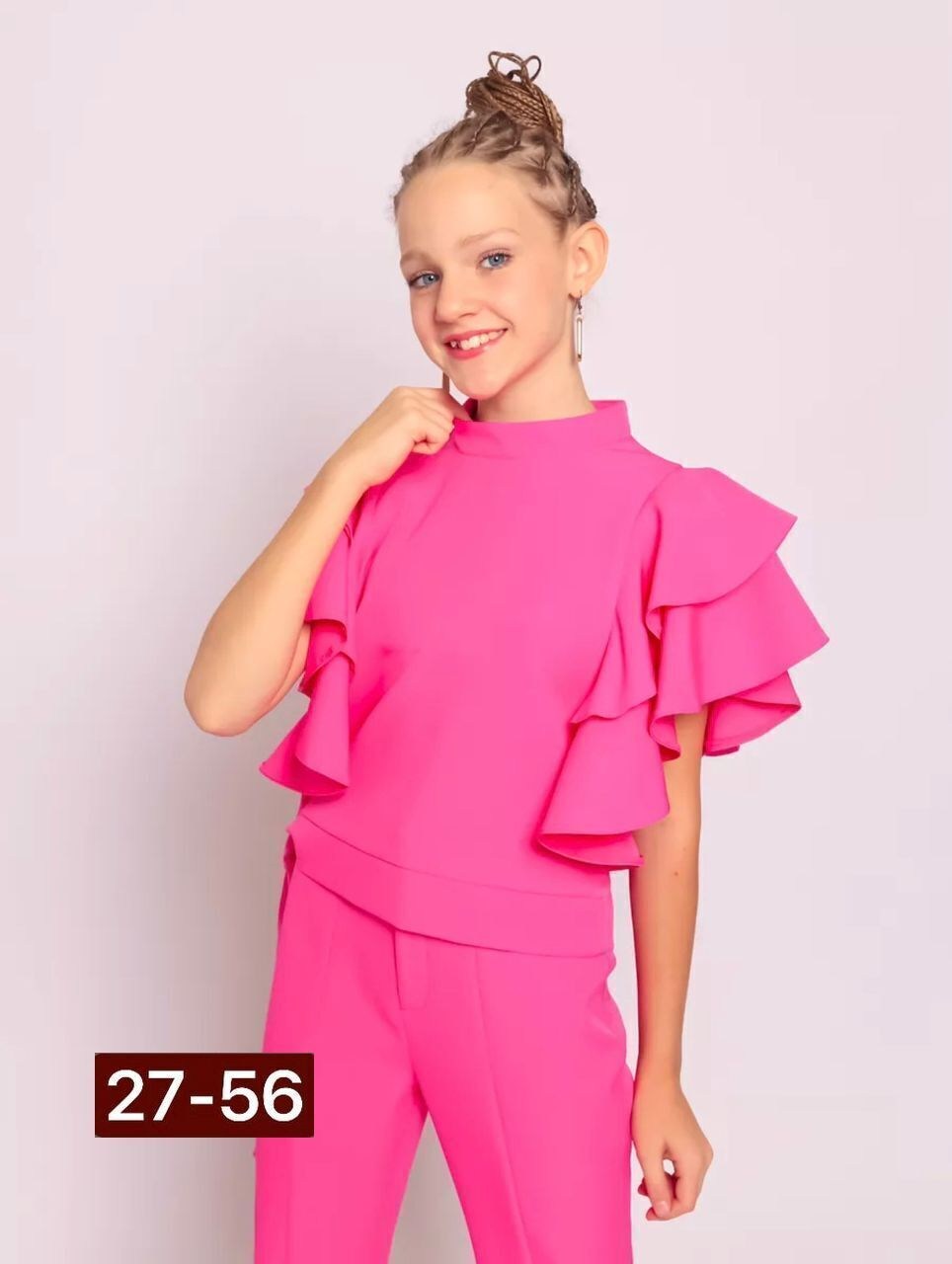 костюм брючный нарядный с воланами для подростка lemada brand,костюм с брюками,праздничный брючный костюм для девочек,брючный костюм нарядный,брючный костюм для девочки