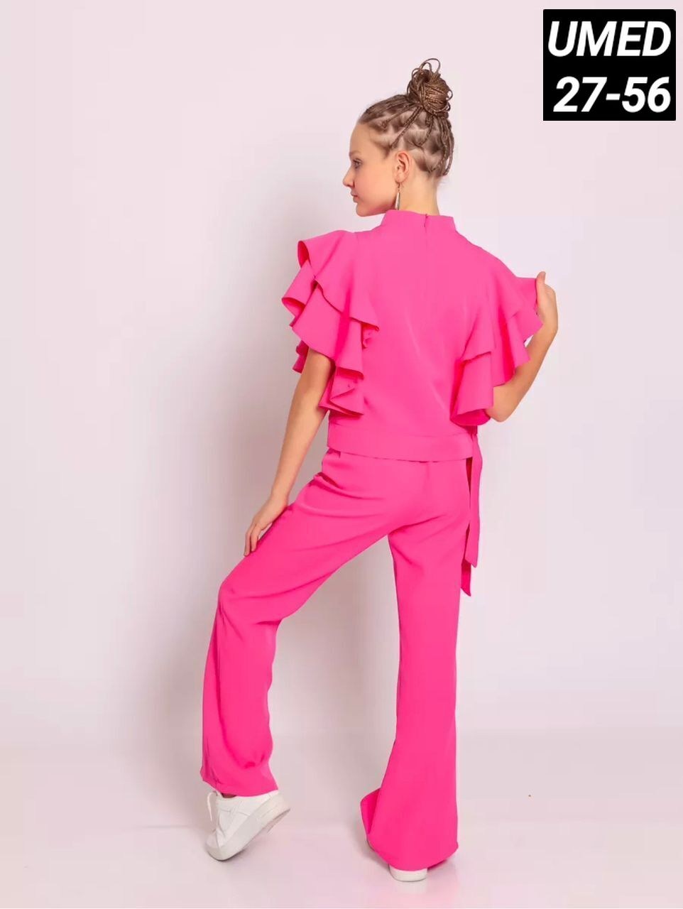 костюм брючный нарядный с воланами для подростка lemada brand,костюм с брюками,брючный костюм для девочки,брючный костюм нарядный,праздничный брючный костюм для девочек