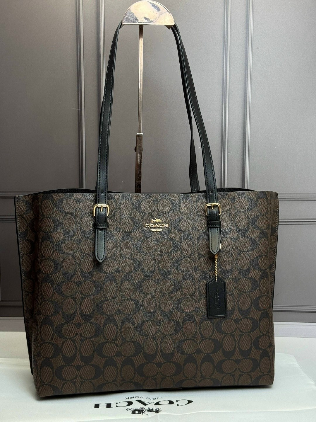 coach mollie tote in signature canvas,сумка шоппер coach,coach mini city tote signature canvas cn733 black/brown,сумка-тоут coach,сумка женская coach