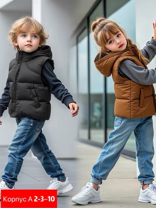 жилет детский,жилет с капюшоном,жилет коричневый,жилет утепленная,утепленный жилет для девочки