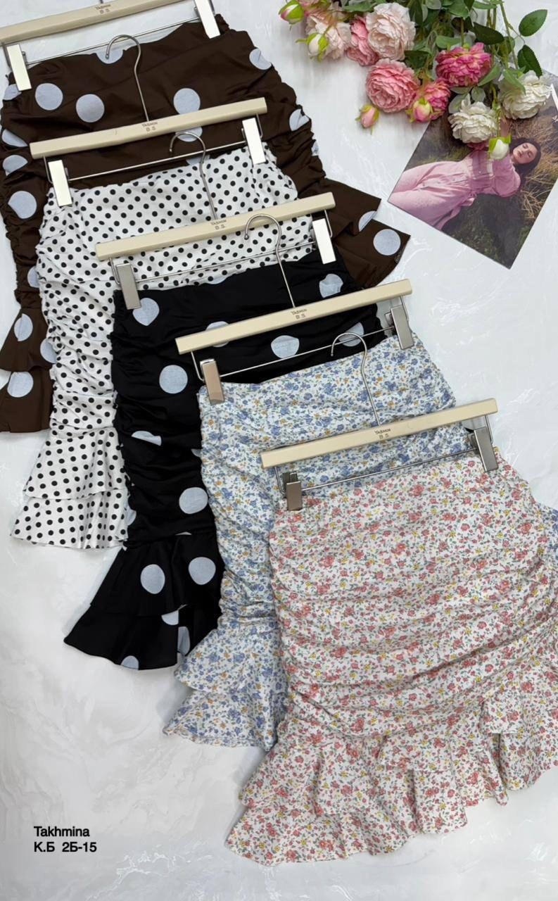 юбка с оборками,юбка стильная,юбка с принтом,юбки модели,юбка в горошек