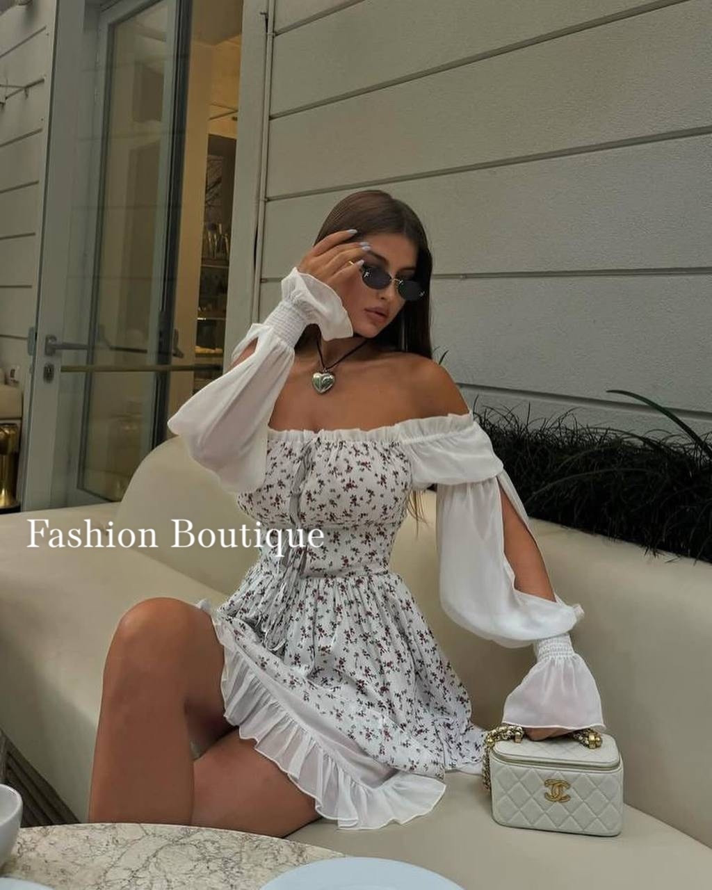 платье летнее,платье женской летнее,платье с открытыми плечам,платье с пышными рукавами,платье модное