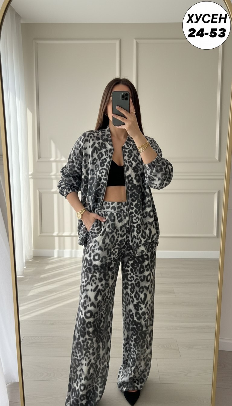 женский спортивный костюм с леопардовым принтом,костюм женский флис,женские костюмы,костюм с брюками,спортивный костюм теплый осенний леопардовый majiko