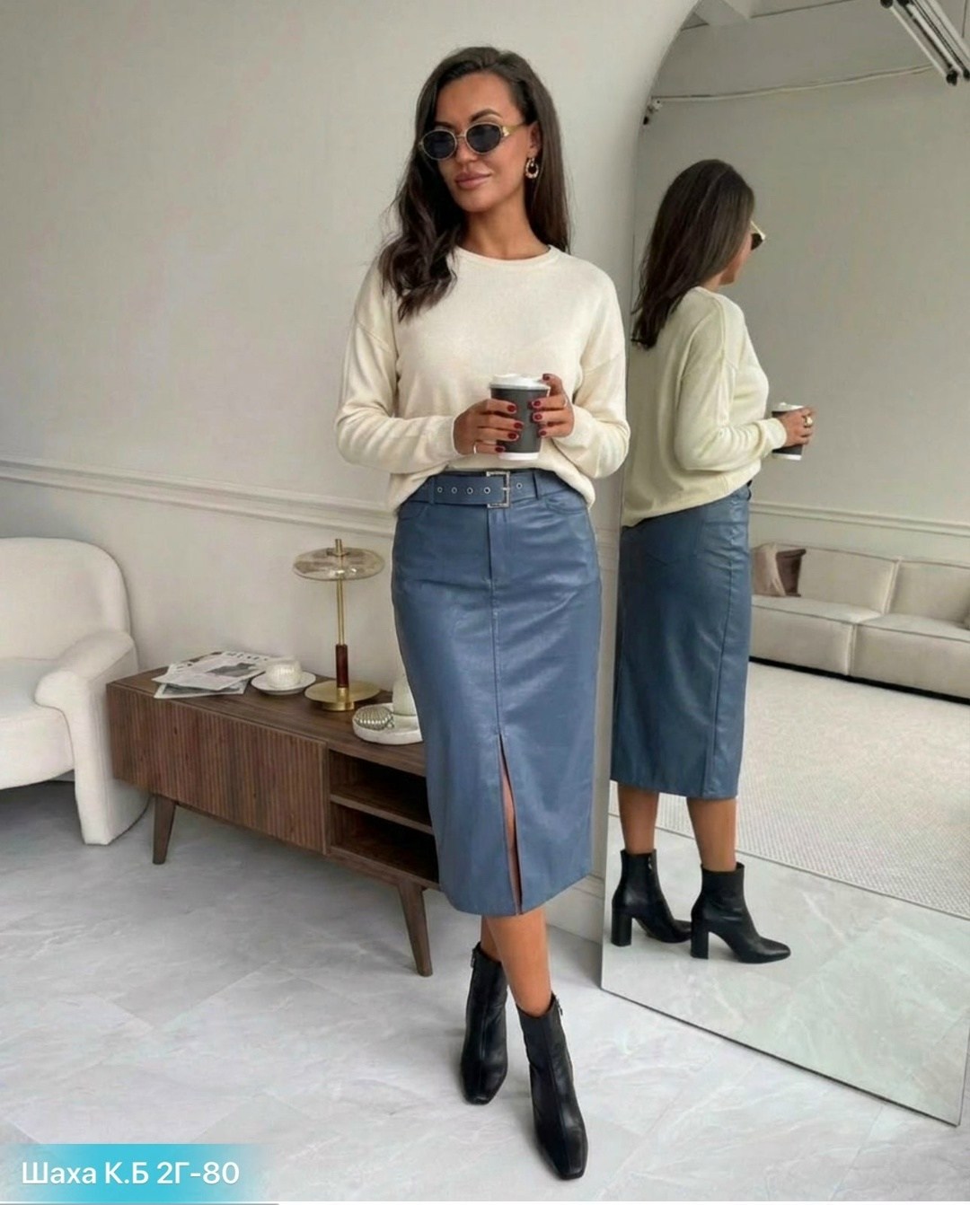 юбка бежевая,кожаная юбка,юбка кожаная миди на запах sarafan collection,юбка женская,юбка из экокожи