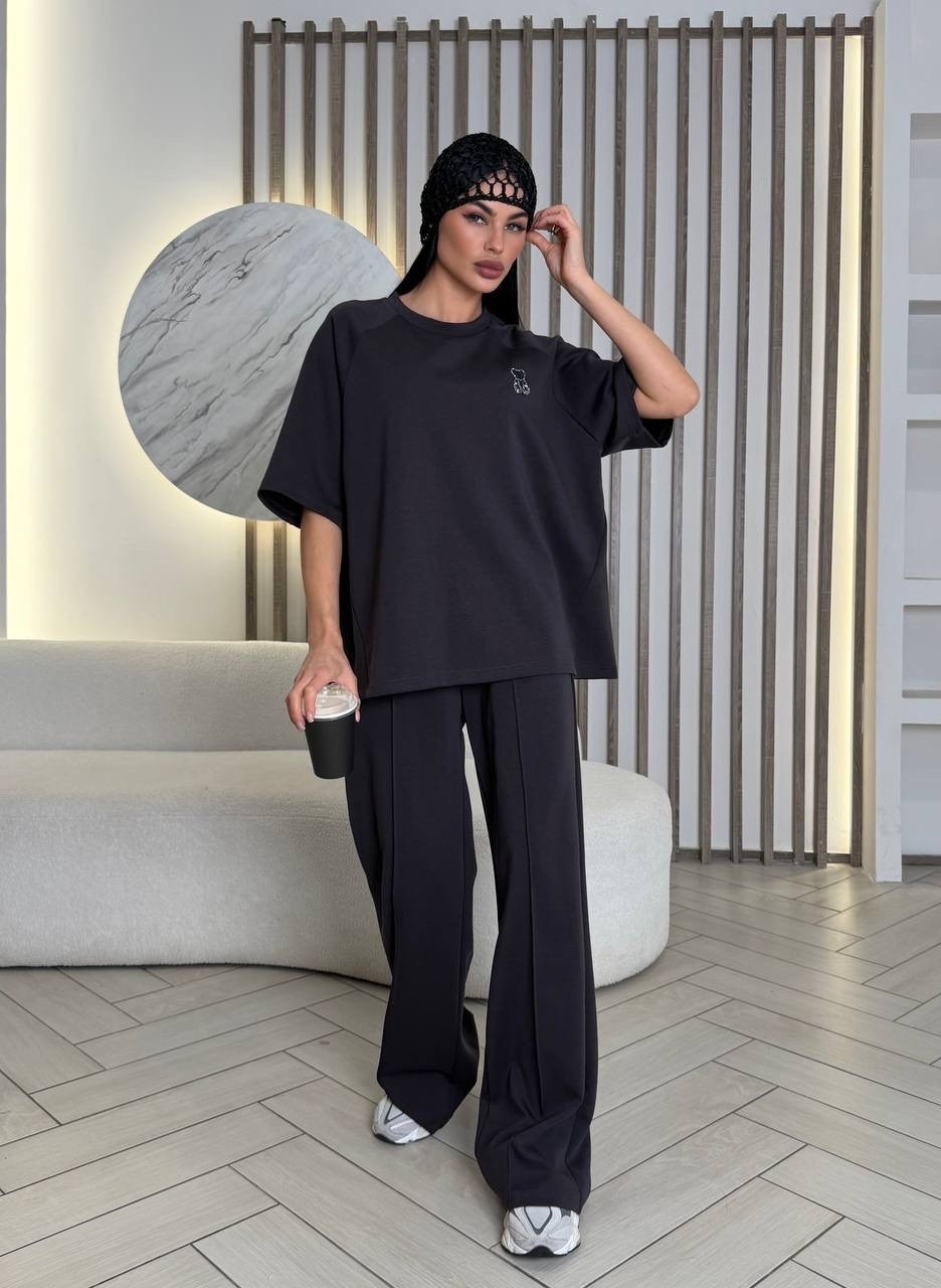 костюм оверсайз,женские костюмы,костюм трикотажный,свитшот и брюки