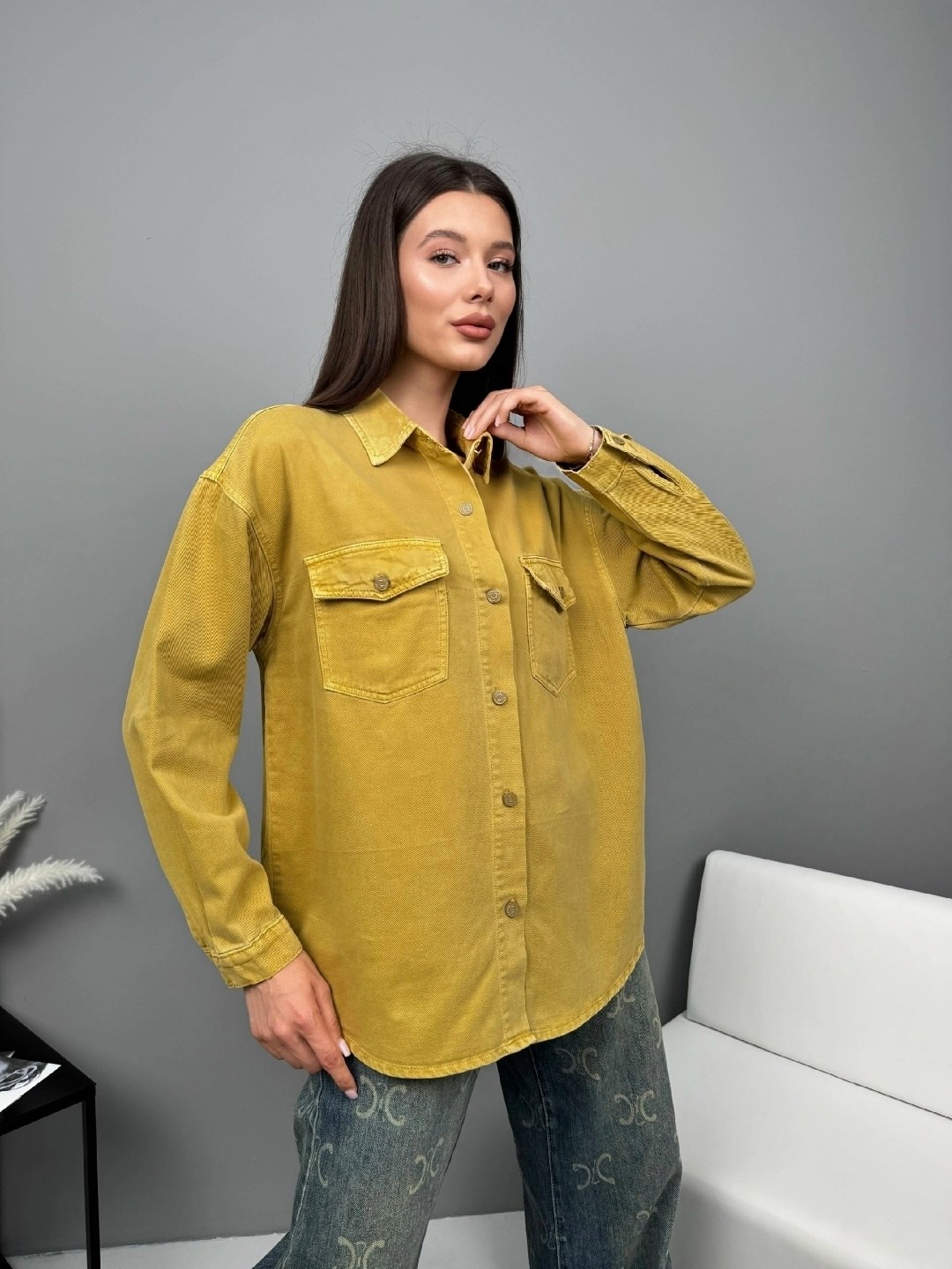 рубашка джинсовая женская,рубашка женская,рубашка джинсовая,рубашка женская оверсайз,желтая рубашка