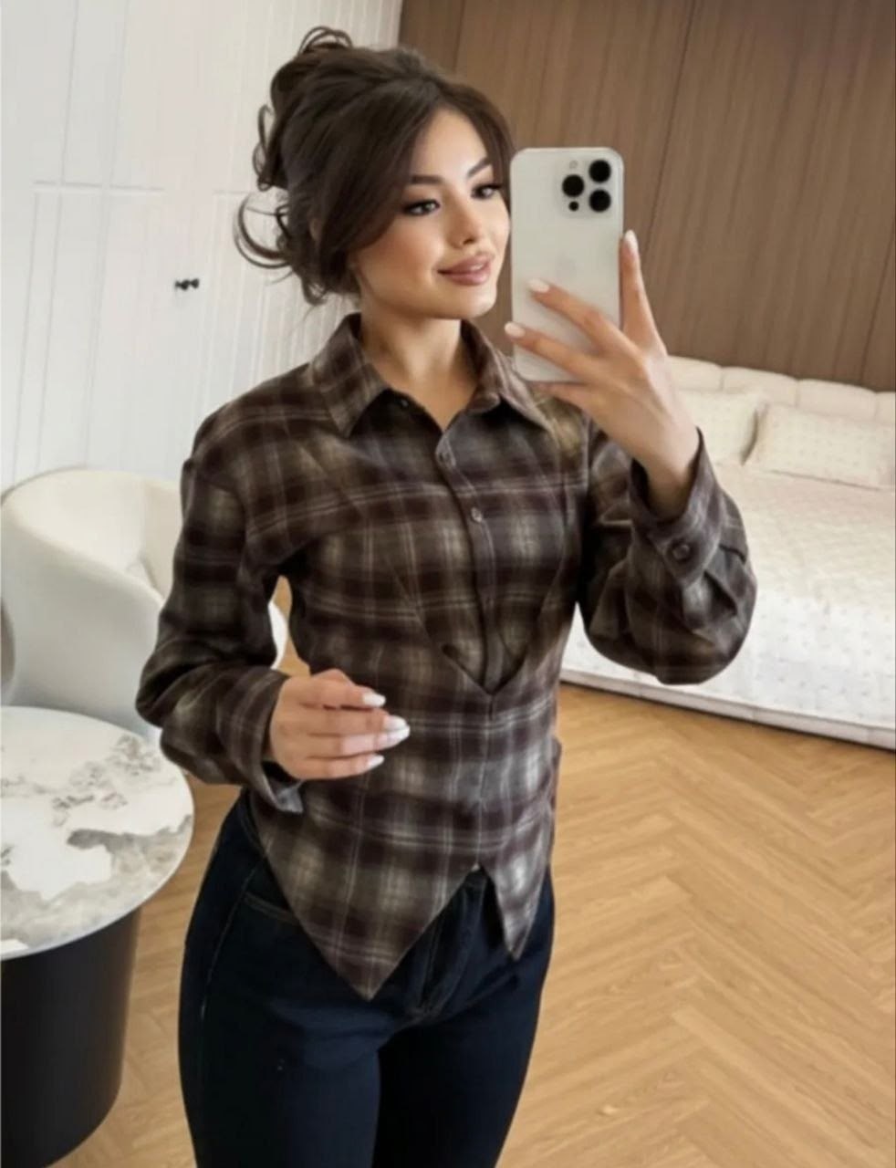 рубашка в клетку оверсайз со стразами perferita,женская рубашка в клетку,рубашка женская оверсайз в клетку,черная рубашка в клетку женская,рубашка в клетку