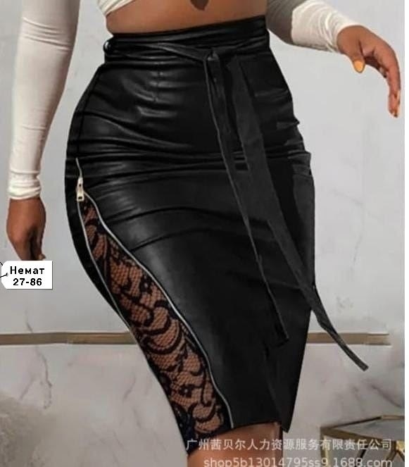 юбка для женщин,женская кожаная юбка с кружевным ремешком,юбка из искусственной кожи,кожаная юбка с кружевом,кожаная юбка