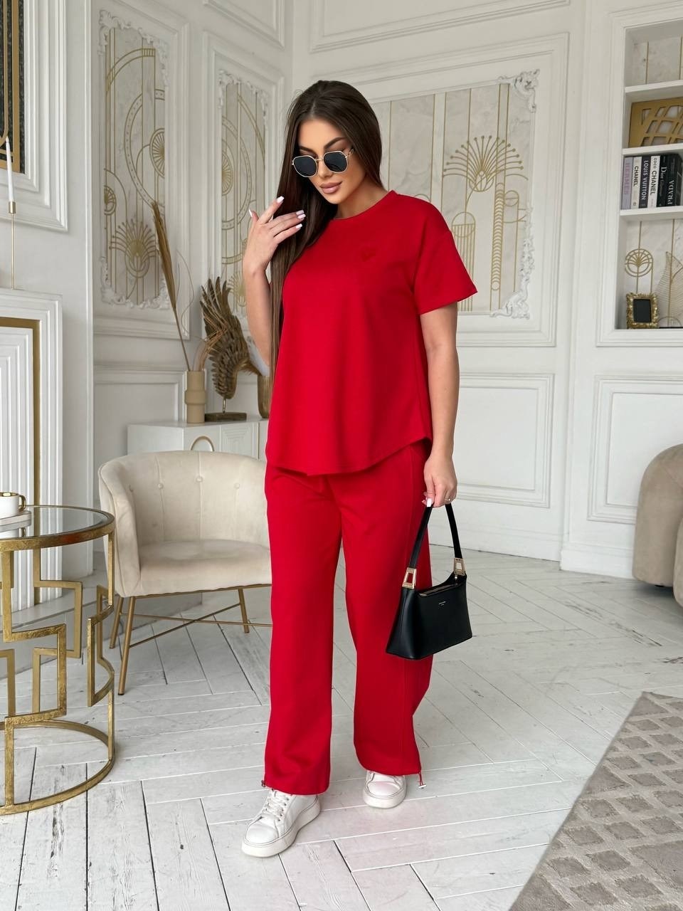 женский костюм,костюм с брюками,костюм красный,трикотажный костюм,костюм двойка женский брючный
