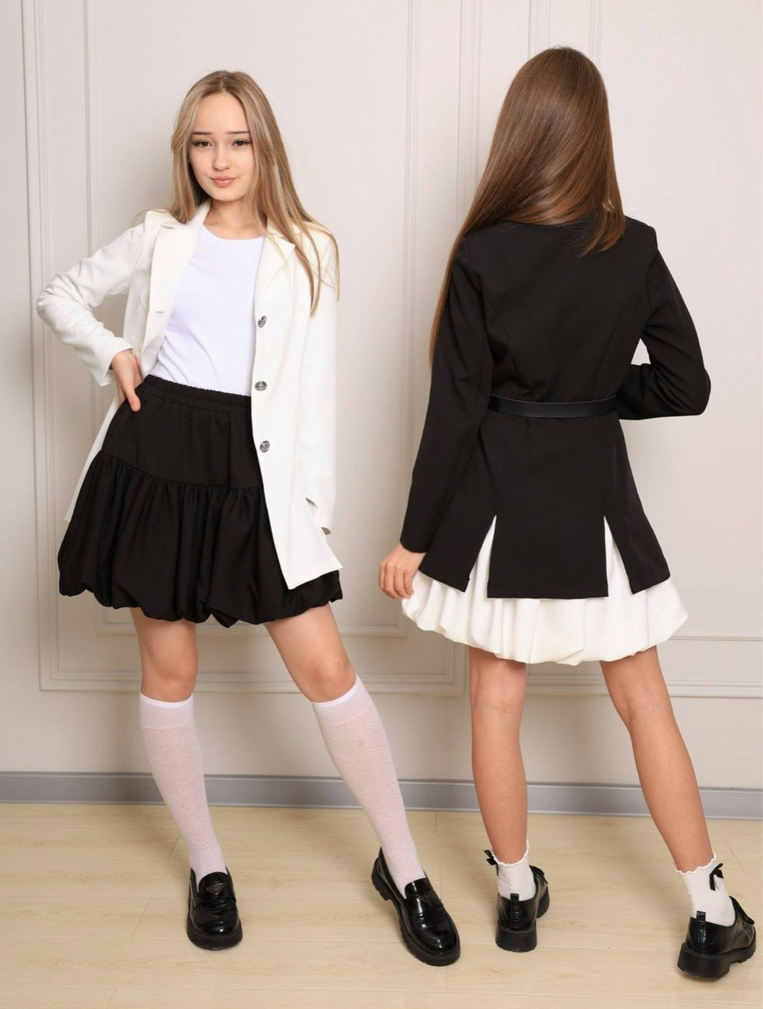 школьный костюм двойка с юбкой укороченным пиджаком sheng yuan fashion,школьный пиджак для девочки,школьная одежда для девочек пиджак+юбка,школьная одежда,костюм школьный жакет и юбка kико