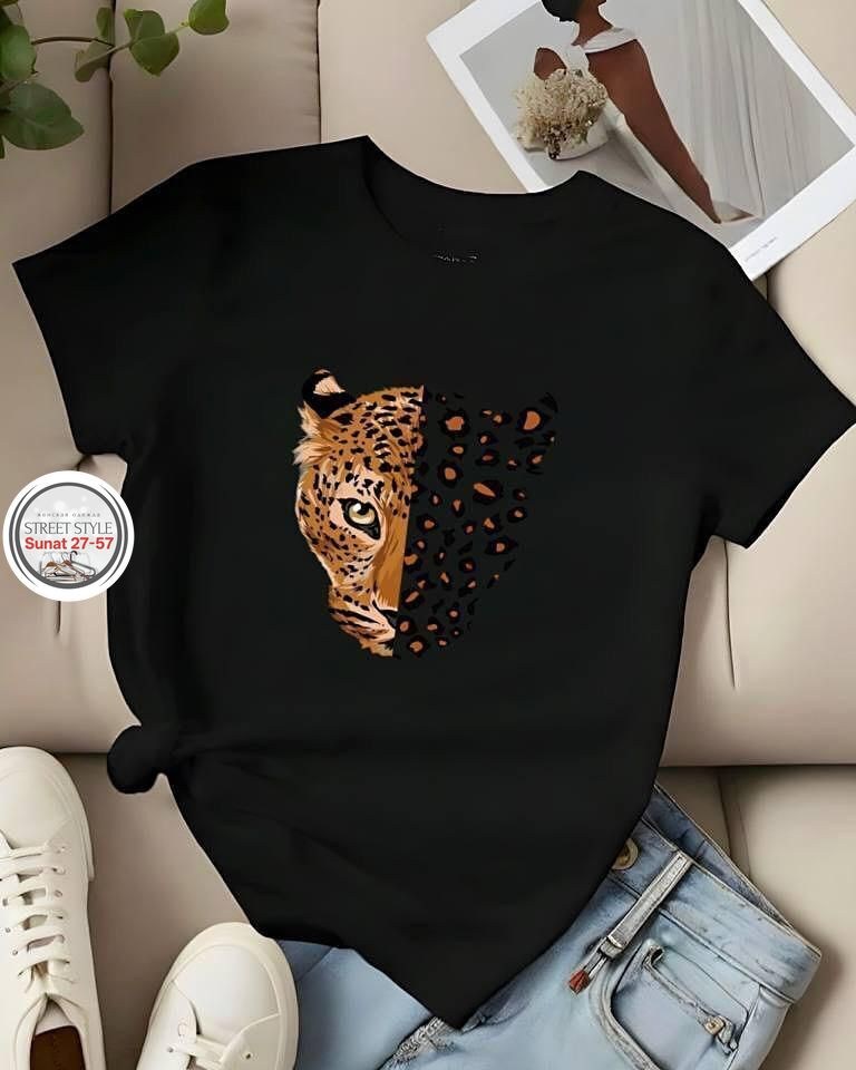 футболка белая с леопардовым принтом женская,футболка с леопардом,футболка с леопардовым принтом,женская футболка hirsionsan с леопардовым принтом,футболка леопардовый принт