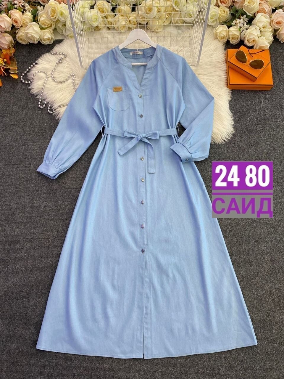 платья,джинсовое платье,джинсовое платье женское,платье рубашка джинсовое длинное офисное макси в пол aisha collection,платье голубой