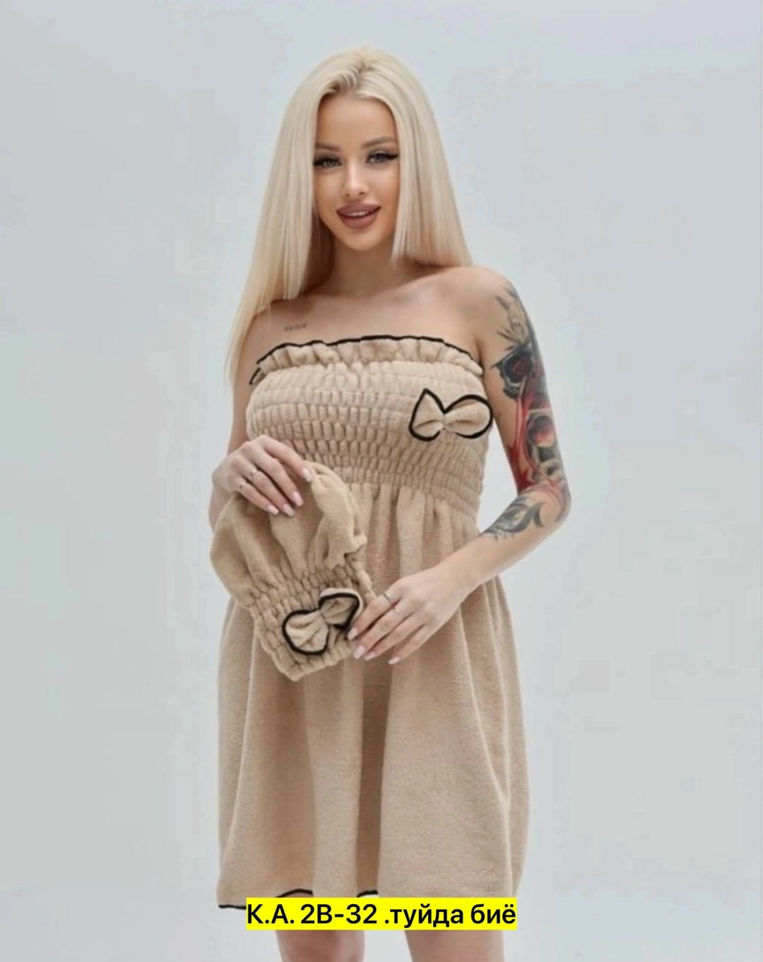 набор для бани без выбора цвет,набор для сауны женский,полотенце халат,полотенце для сауны женское,набор для бани