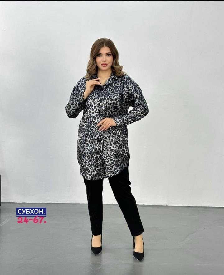 леопардовая рубашка,женская блузка,блузка туника,рубашка женская,блузка большого размера туника мода плюс 250340066