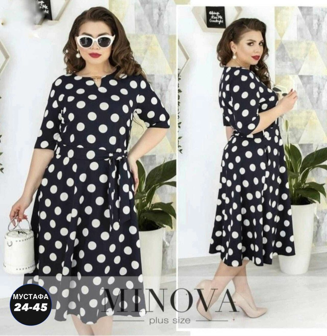 платье женское в горошек ,платье женское в горошек,платье в горошек для полных,женское платье больших размеров,платье женская