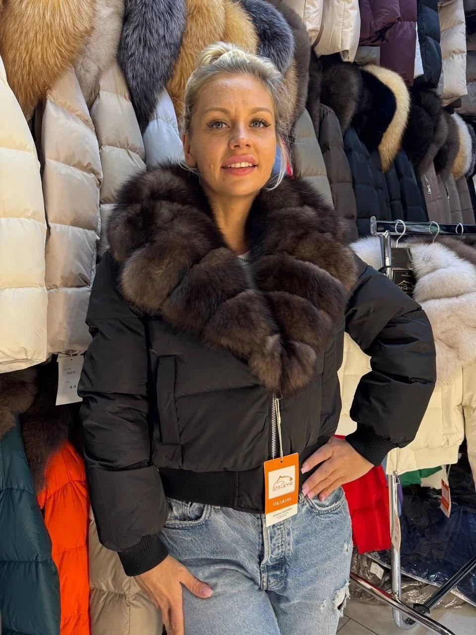 куртка-бомбер с натуральным мехом песца,пуховик с натуральным мехом,женская зимняя куртка с натуральным мехом,женская куртка,женская зимняя куртка