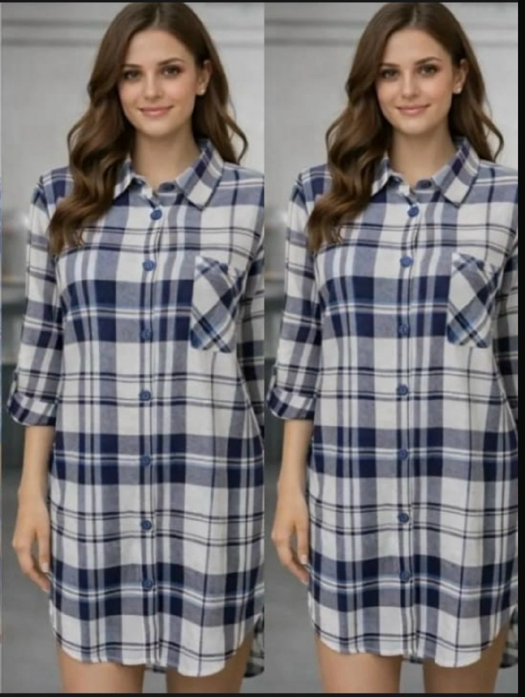 женский халат-халат 21532 - синяя клетка (нл) от компании авиктори,халат 21532 (синяя клетка),халат рубашка,халат женский,халат 21532 натали синяя клетка