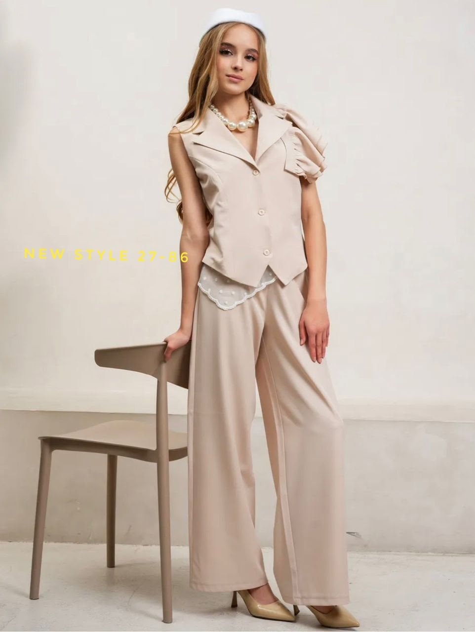 комплект брючный,костюм льняной брючный,костюм брючный деловой emberens,бежевый костюм,костюм с брюками