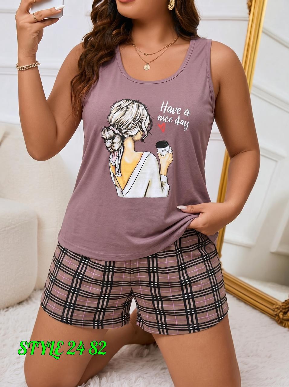 пижама женская,женская домашняя пижама,пижама натали шорты к клетку,пижама с шортами женская,пижама женская комплект