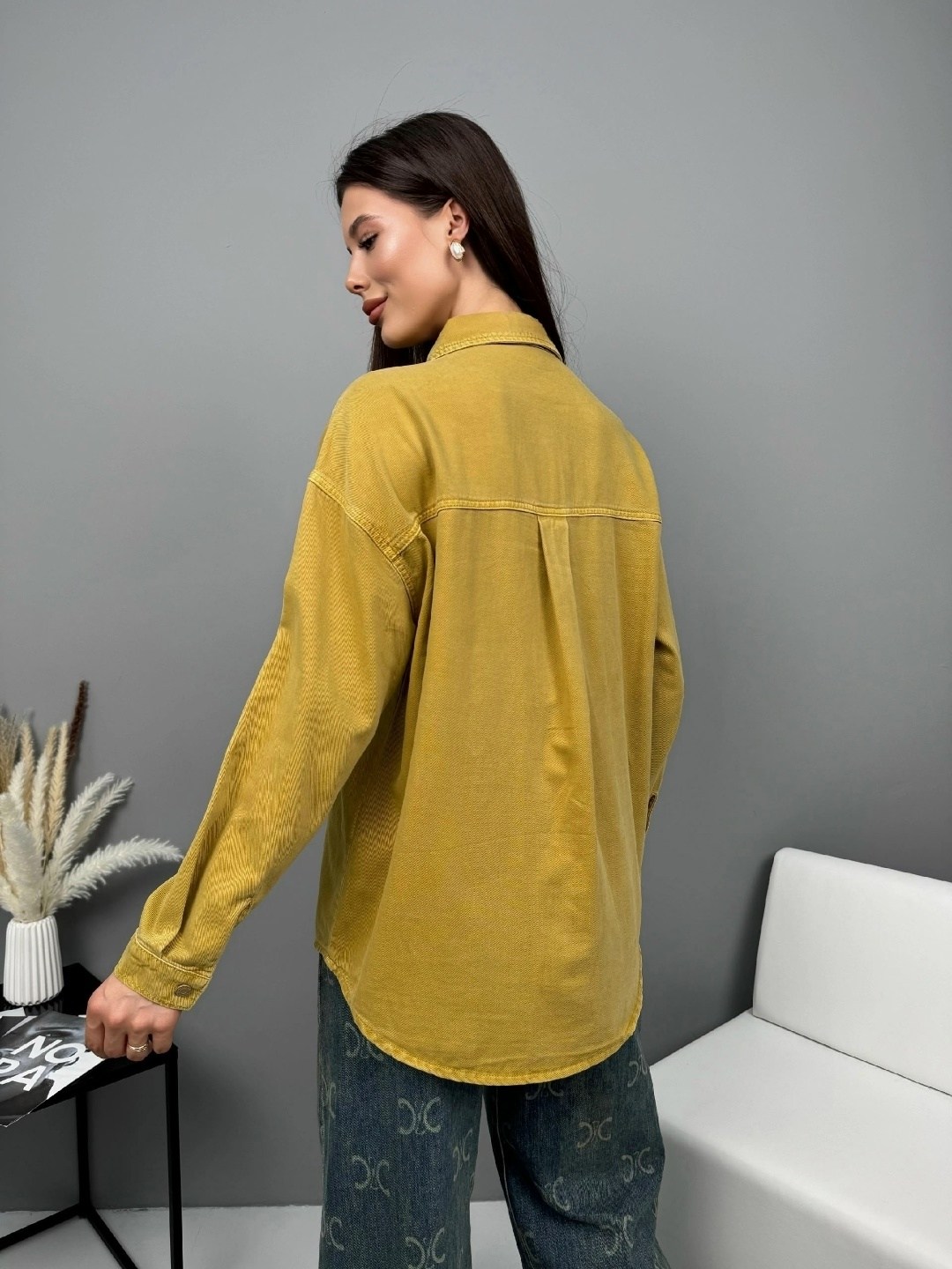 рубашка джинсовая женская,рубашка женская,рубашка джинсовая,рубашка женская оверсайз,желтая рубашка