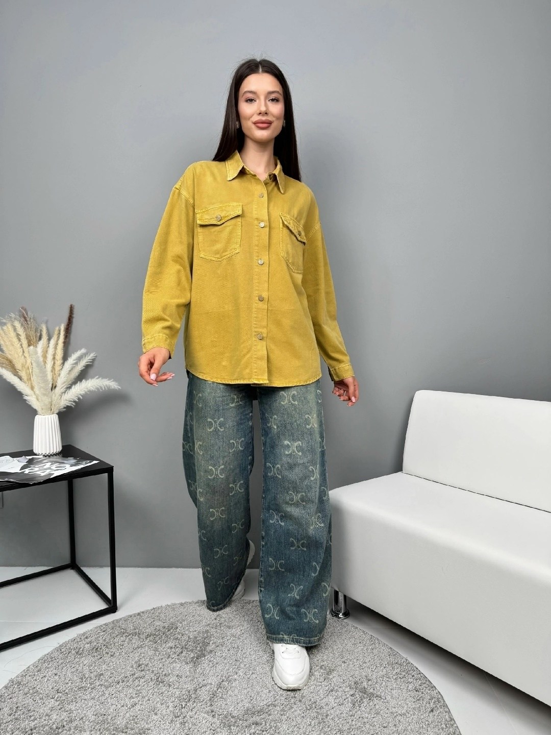 рубашка джинсовая женская,рубашка женская,рубашка джинсовая,рубашка женская оверсайз,желтая рубашка