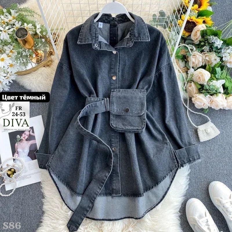женская джинсовая рубашка,блузка джинсовая,джинсовое пальто,женская джинсовая куртка в корейском стиле korobov длинная винтажная с поясом,женская джинсовая куртка с поясом
