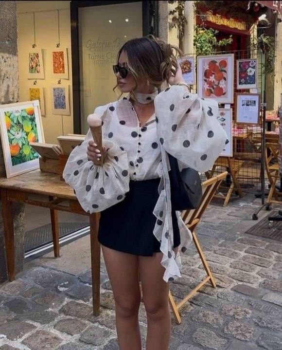 мода мод,блузка в горошек,элегантная блузка,модная блузка