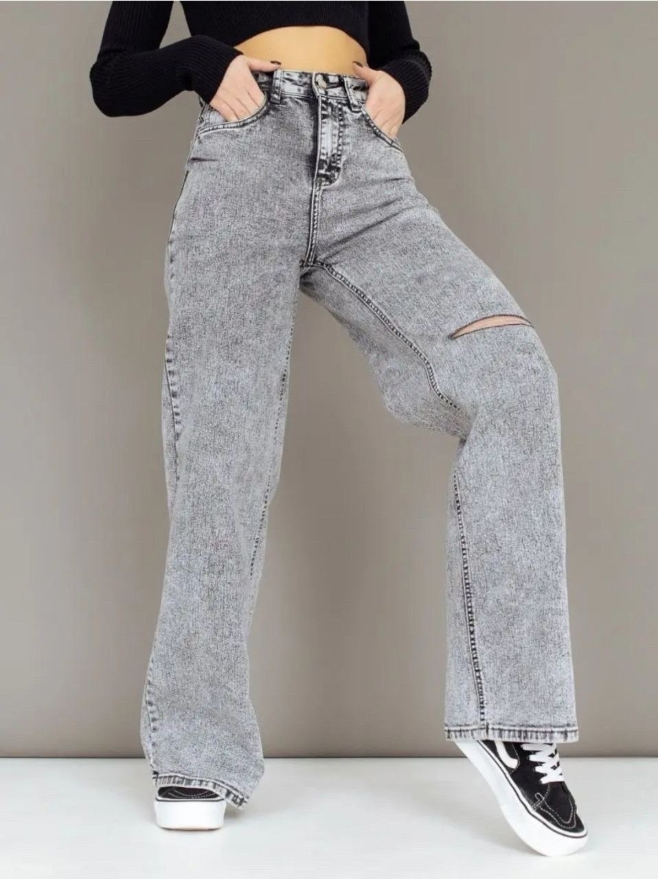 женские рваные серые джинсы палаццо,джинсы женские nk lab серые,женские джинсы,женские джинсы palazzo grey,широкие джинсы женские