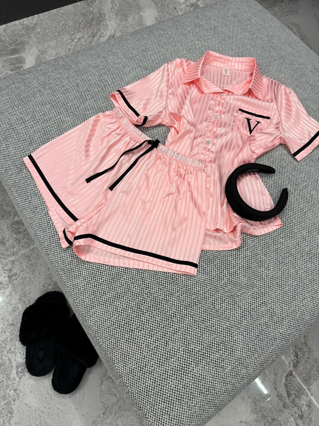 пижама женская,пижама комплект,пижама женская шелковая с шортами,женская шелковая атласная пижама в полоску,пижама виктория сикрет шелк