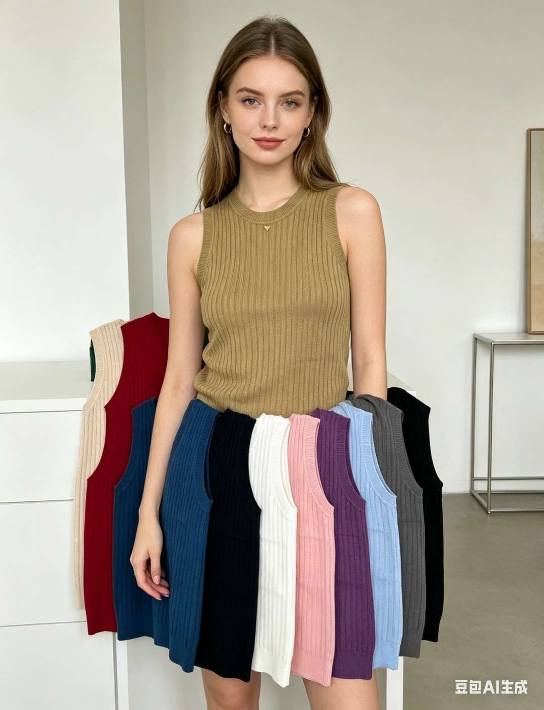 трикотажный топ,бежевый топ,топ женский,майка женская,вязаные жилеты