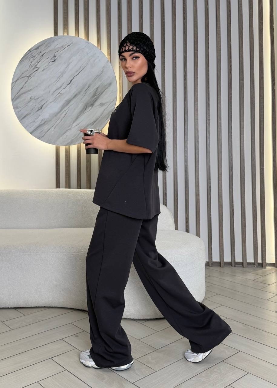 костюм оверсайз,женские костюмы,костюм трикотажный,свитшот и брюки
