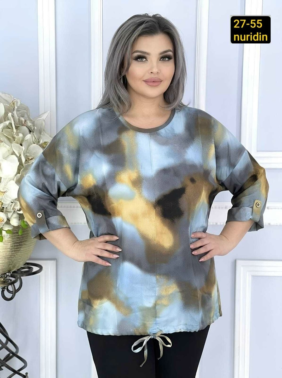 туника с длинным рукавом больших размеров aligu 275017169,женская кофта,женская блузка,блузка больших размеров,блузка праздничная