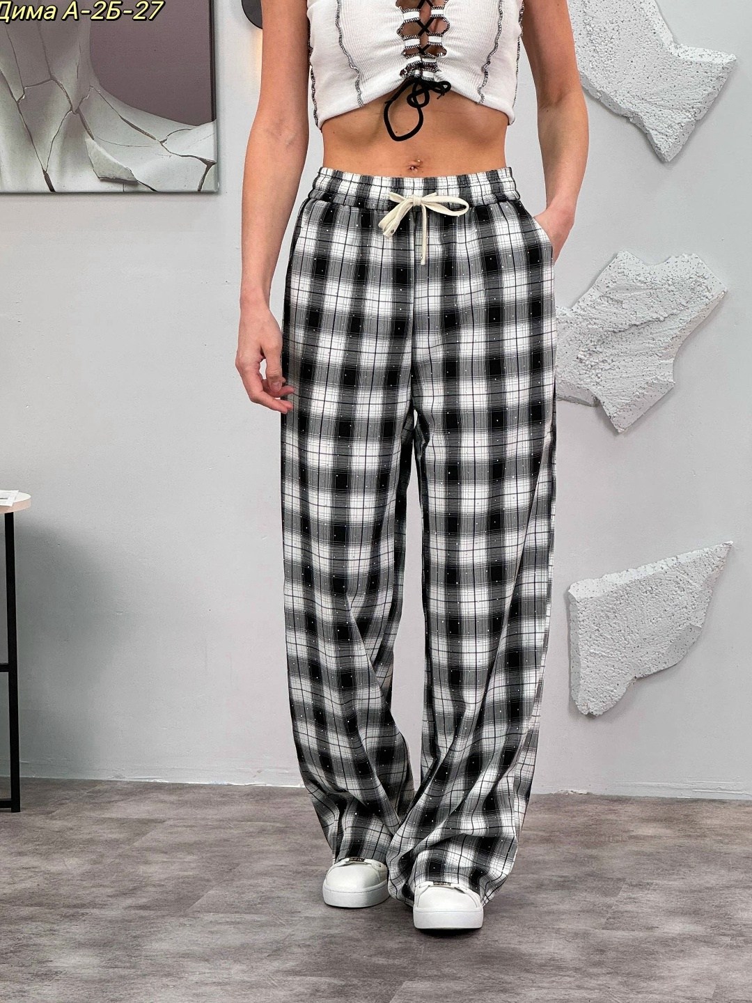 модные черные и белые клетчатые широкие брюки y2k,брюки в клетку женские,брюки в клеточку,штаны в клетку широкие,брюки в клетку
