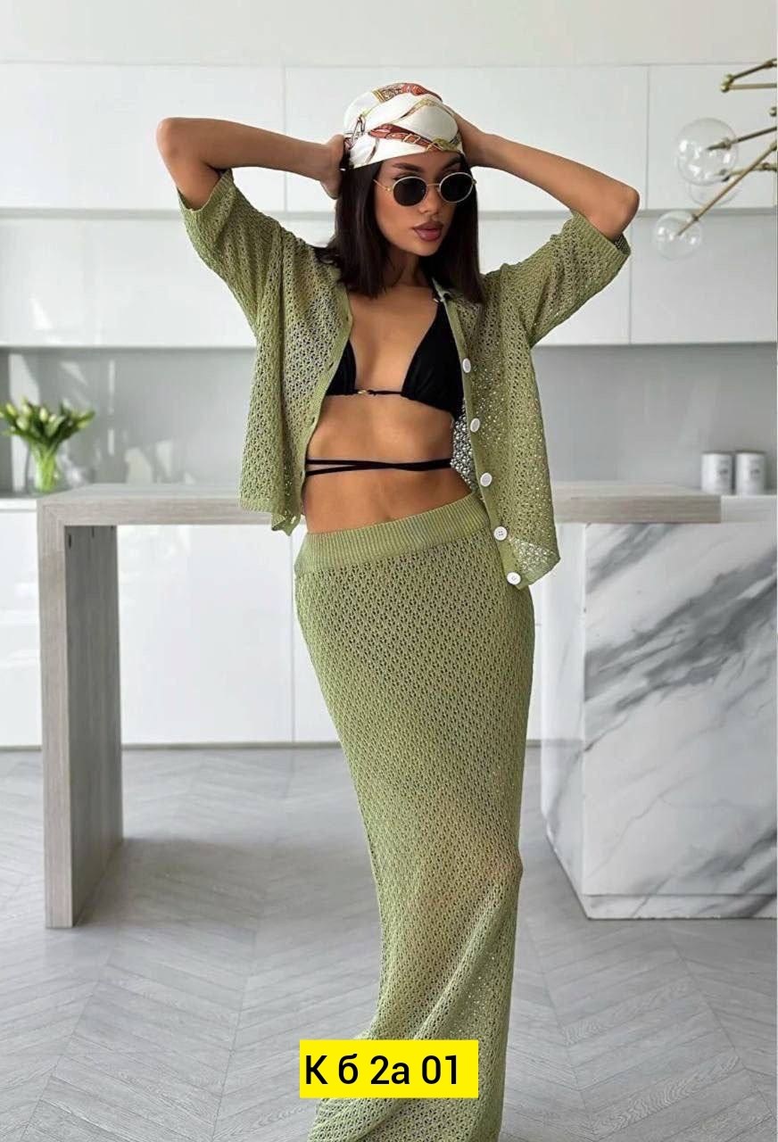 женский костюм трикотажный двойка,костюм ажурной вязки,вязаный костюм с юбкой,костюм женский с юбкой,вязаный костюм