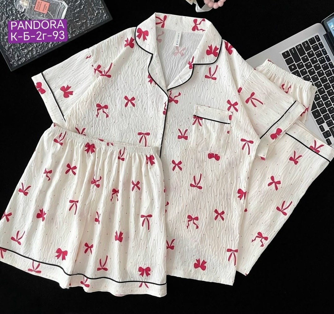 женская пижама комплект,женские пижамные комплекты,женские пижамы,пижама домашний одежда,пижама муслиновая 3 в 1 с рубашкой шортами и штанами elmira_home