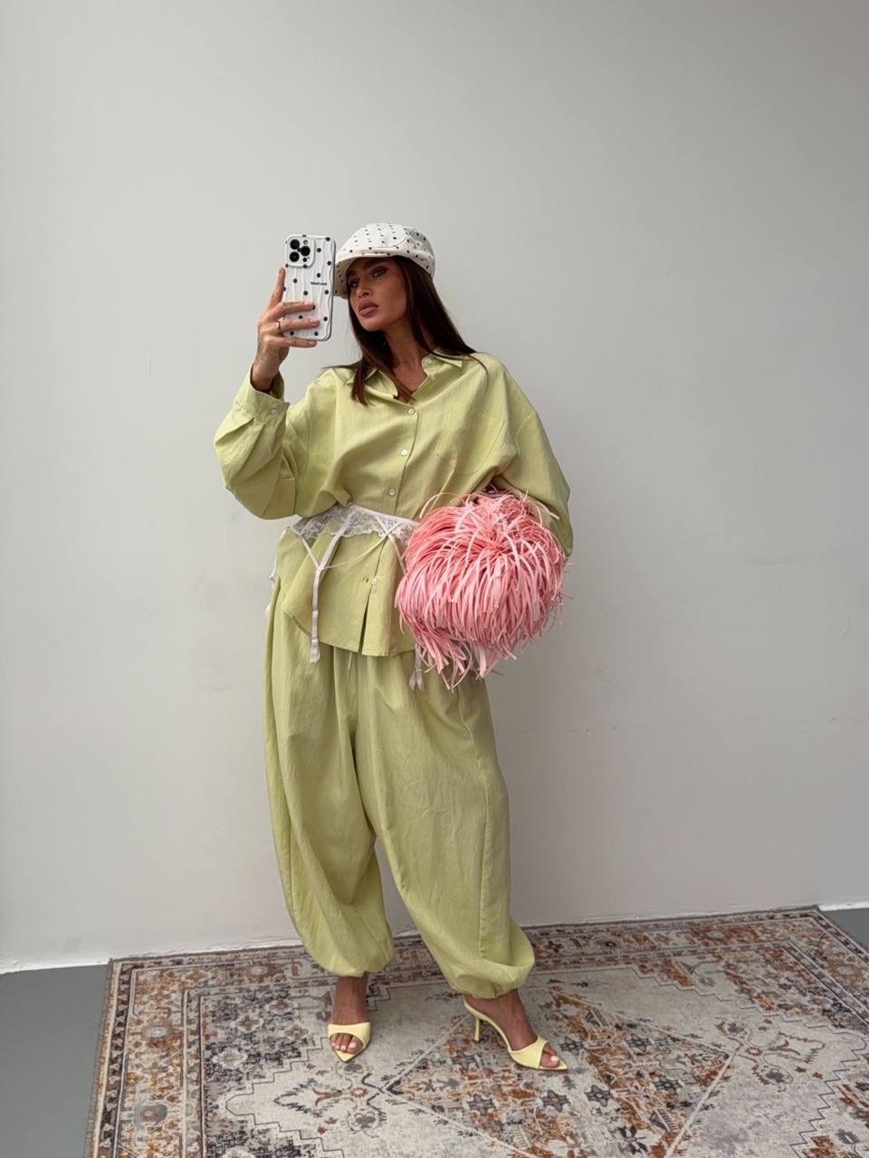 идеальный костюм изо льна: рубашка + брюки, lemon - l-xl,идеальный костюм изо льна рубашка + брюки lemon,летние костюмы,женские костюмы,стильный летний костюм