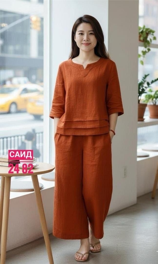 брюки льняные,костюм льняной,одежда для женщин,летняя одежда для женщин,брюки комплект
