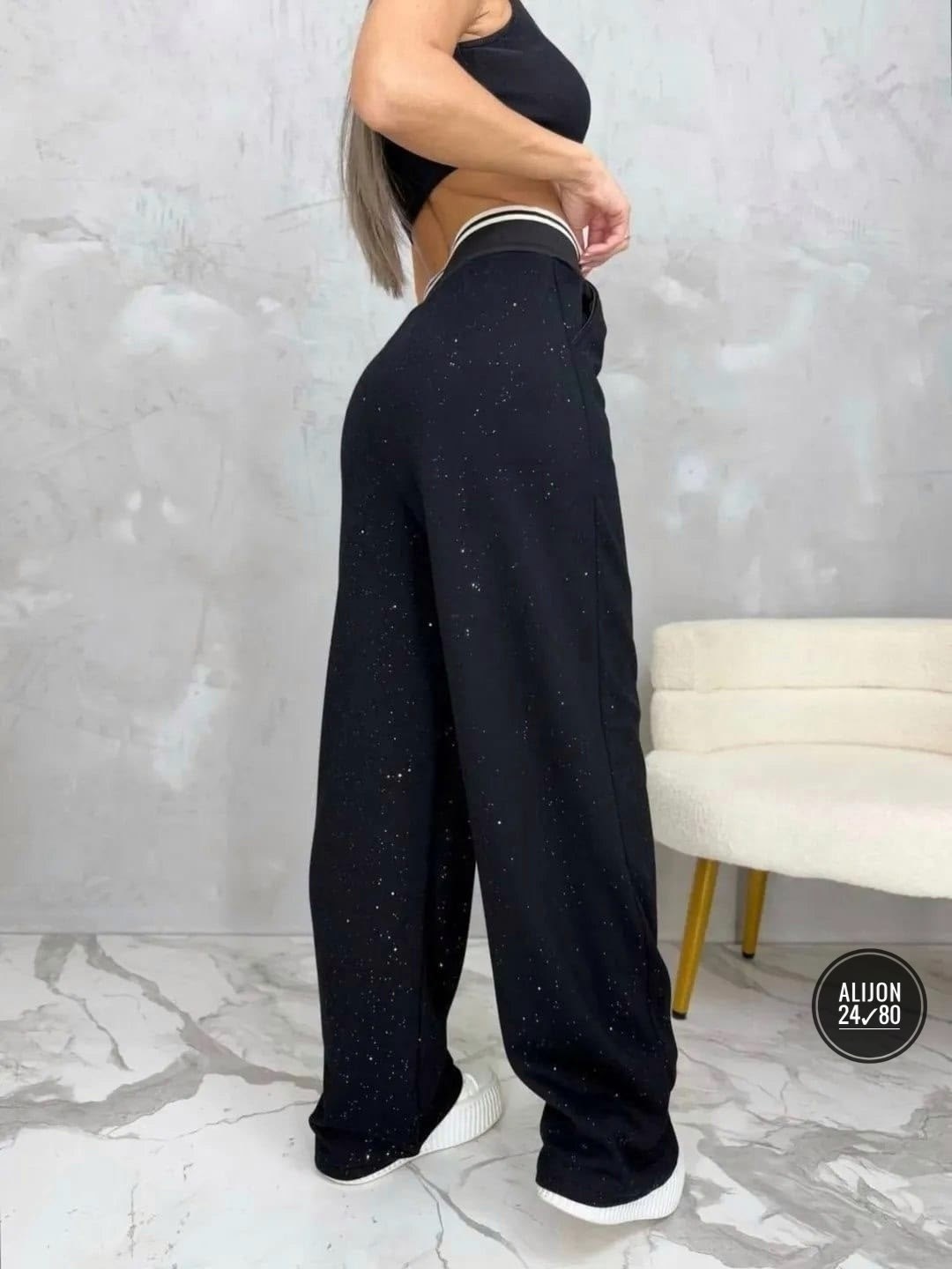 штаны палаццо женские утепленные с люрексом,штаны,женские джинсы,штаны теплые,брюки со стразами